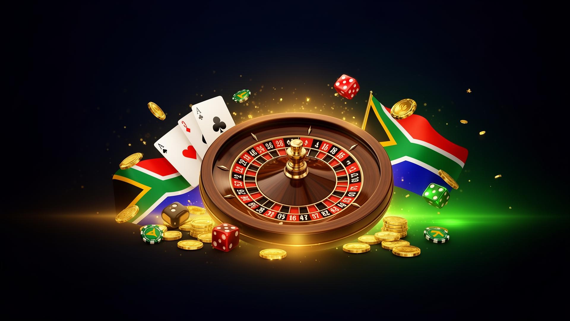 Online casino games with South African flag